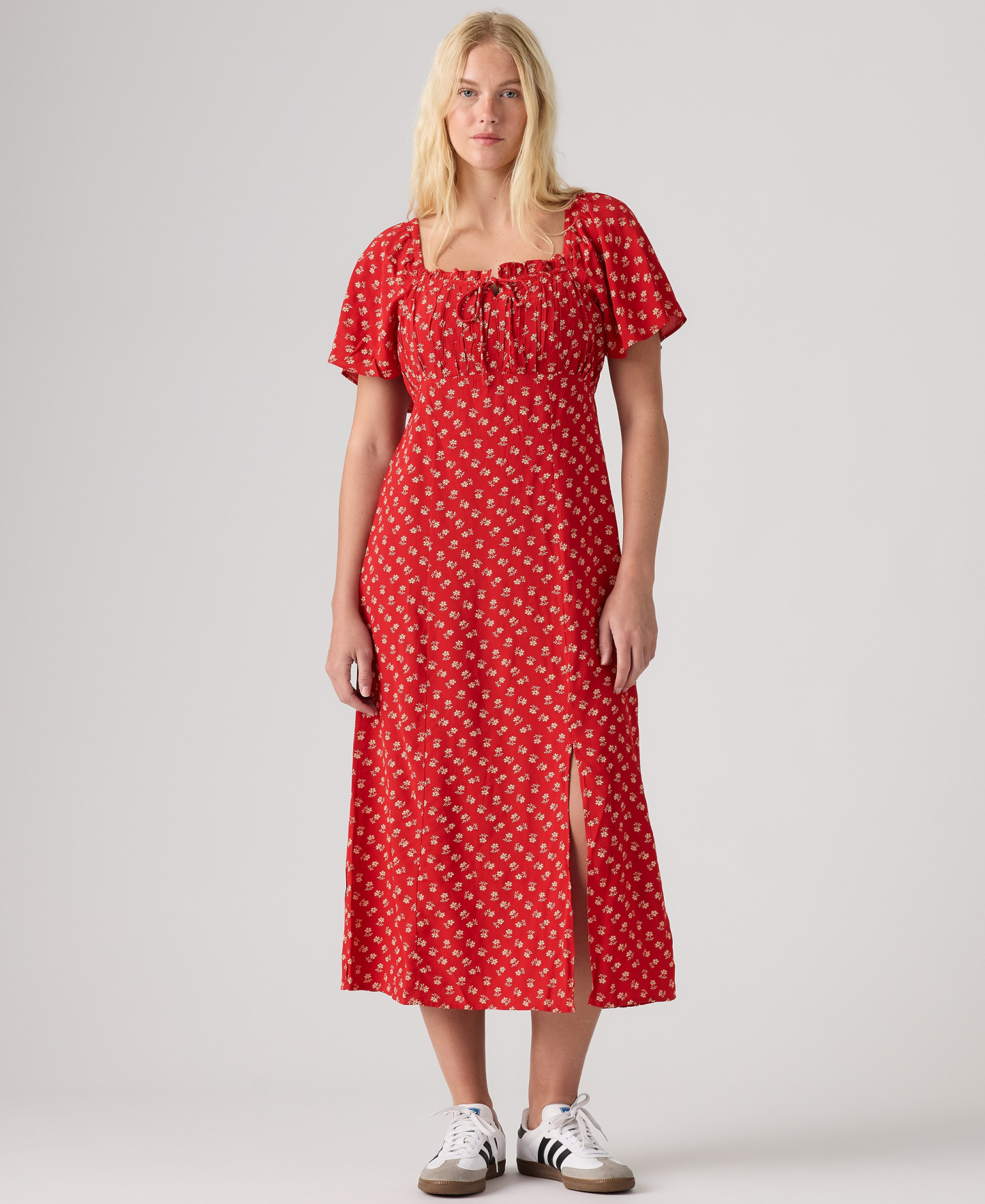 Levi's Premium Women's Amara Column Flutter-Sleeve Midi Dress - Angela Daisy Urban Red