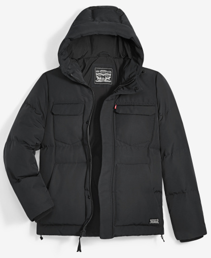 Levi's Men's Quilted Hooded Puffer Jacket - Black