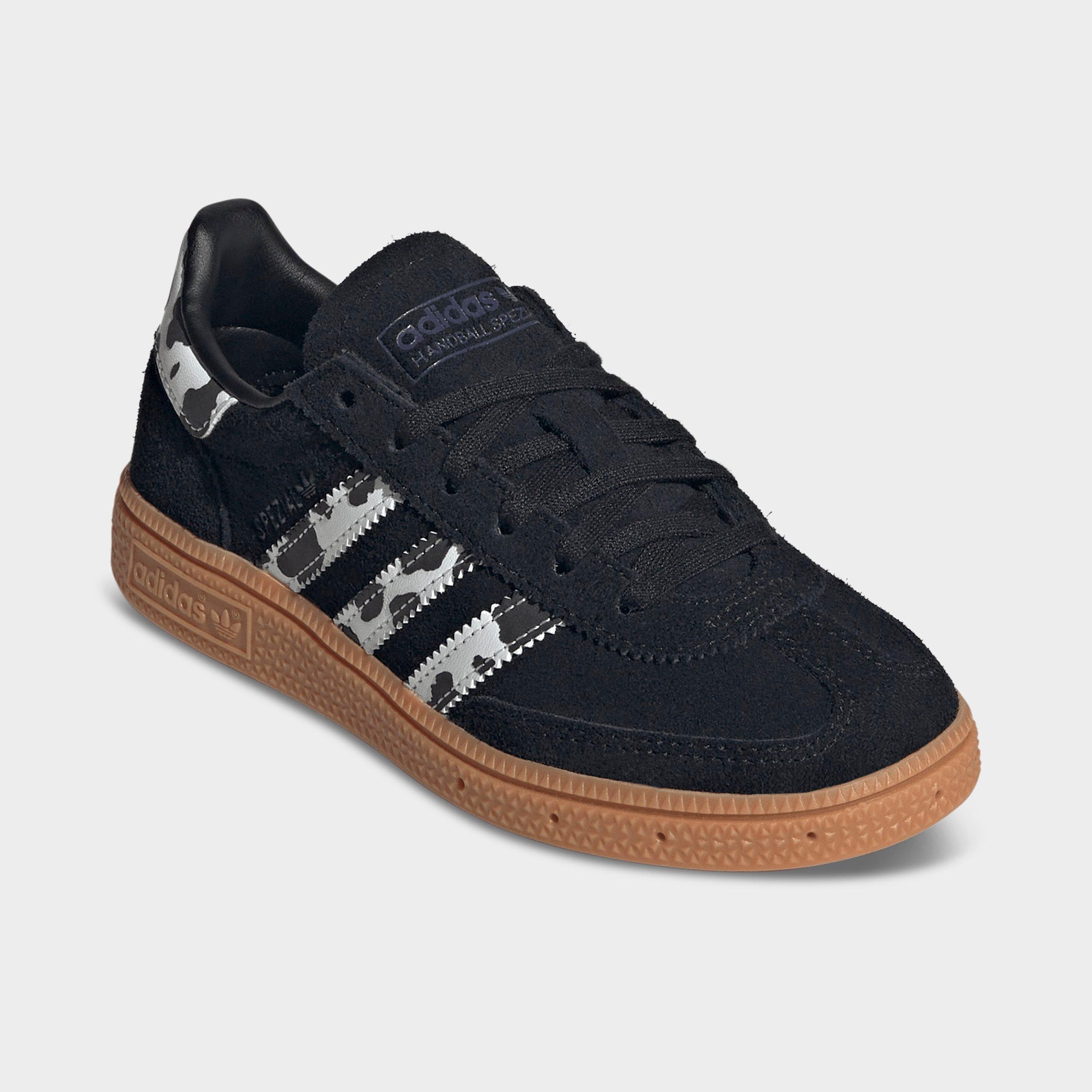 Girls' Little Kids' adidas Originals Handball Spezial Casual Shoes - Core Black/Violet/Cloud White - Both shoes facing left