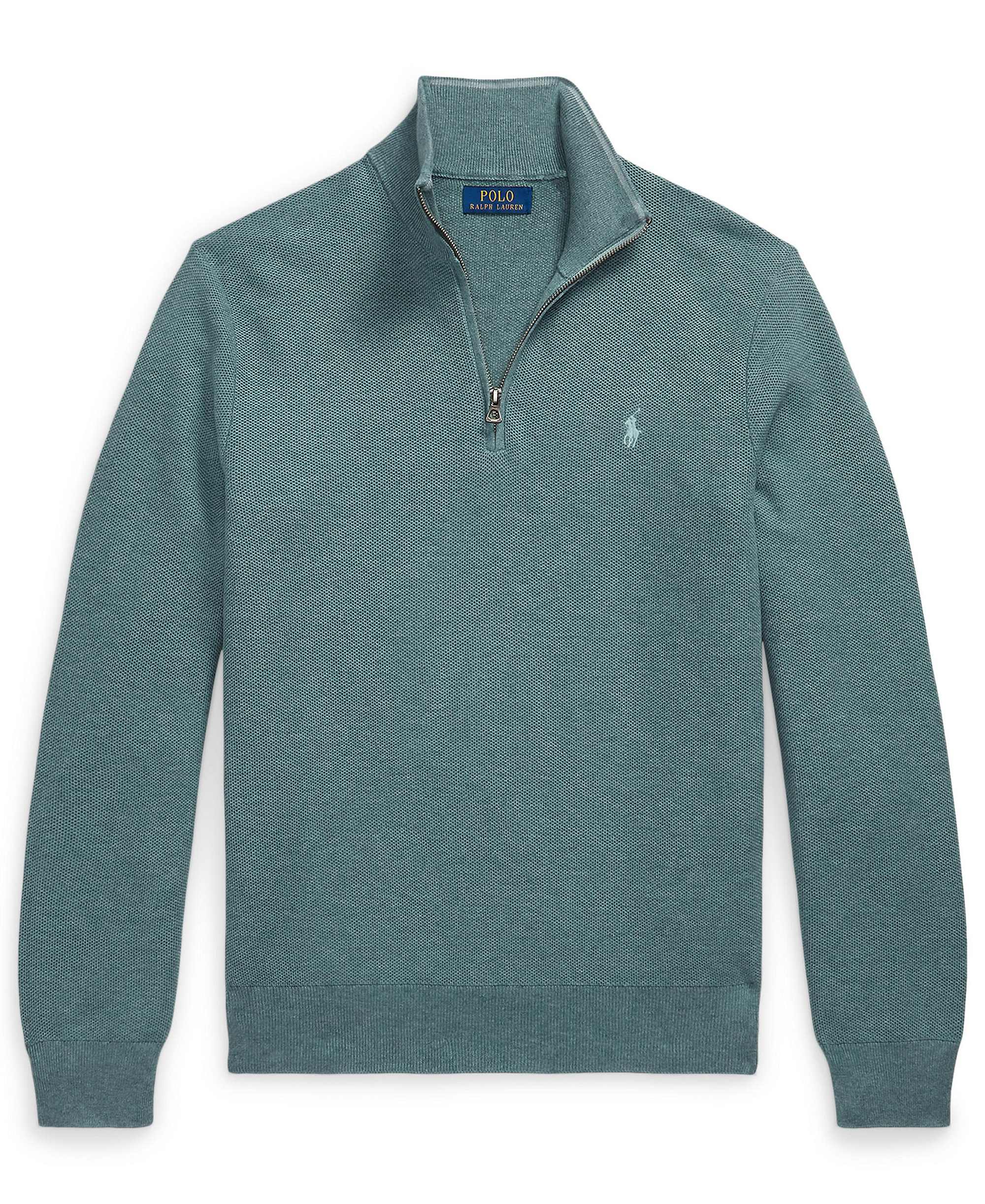 Polo Ralph Lauren Men's Mesh-Knit Cotton Quarter-Zip Sweater - Turquoise Jay Heather