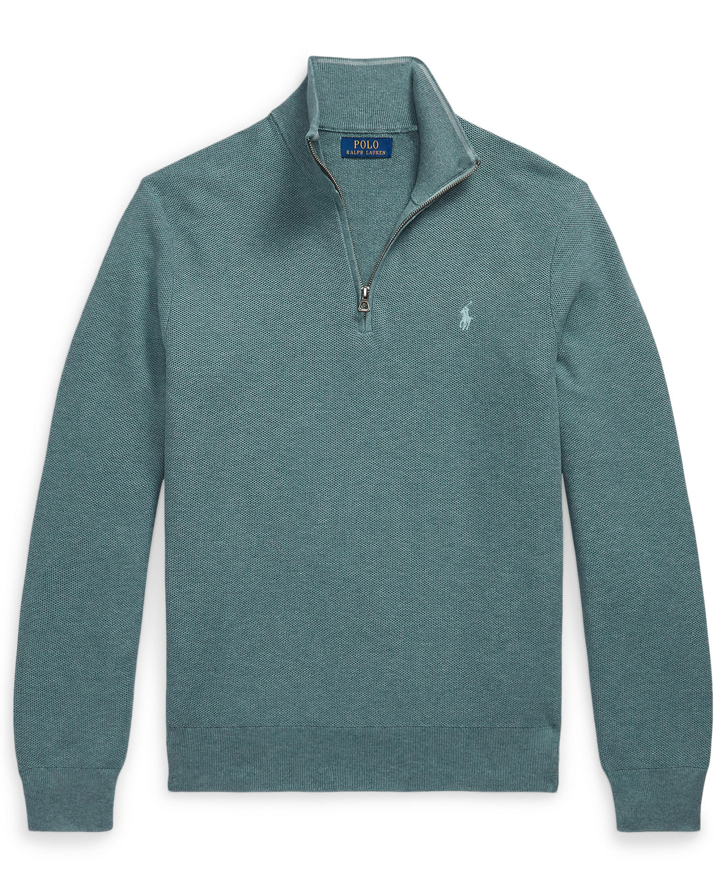 Polo Ralph Lauren Men's Mesh-Knit Cotton Quarter-Zip Sweater - Turquoise Jay Heather