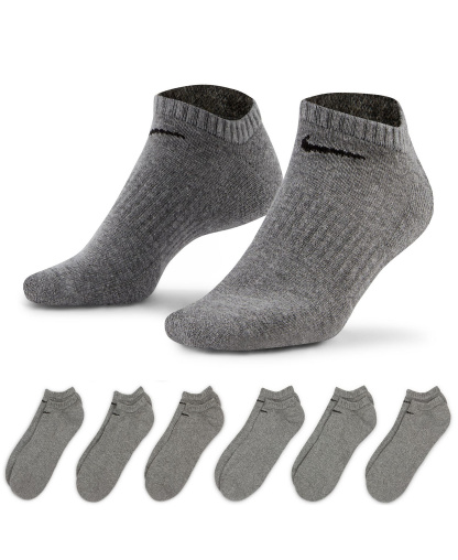 Nike Unisex Everyday Cushioned Training No-Show Socks, 6-Pack - Carbon Heather/Black