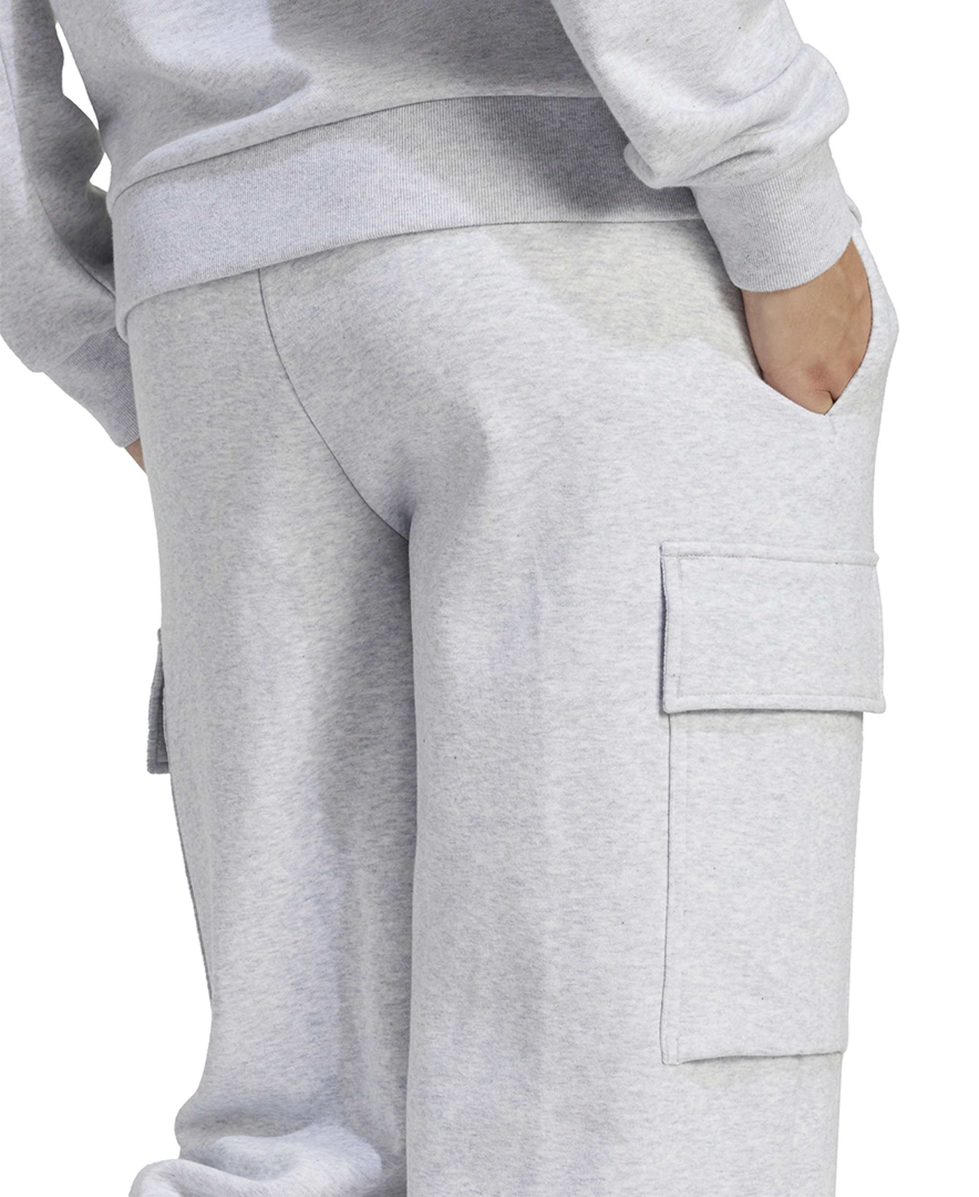 adidas Women's Essentials Fleece Cargo Sweatpants - Light Grey Heather/white