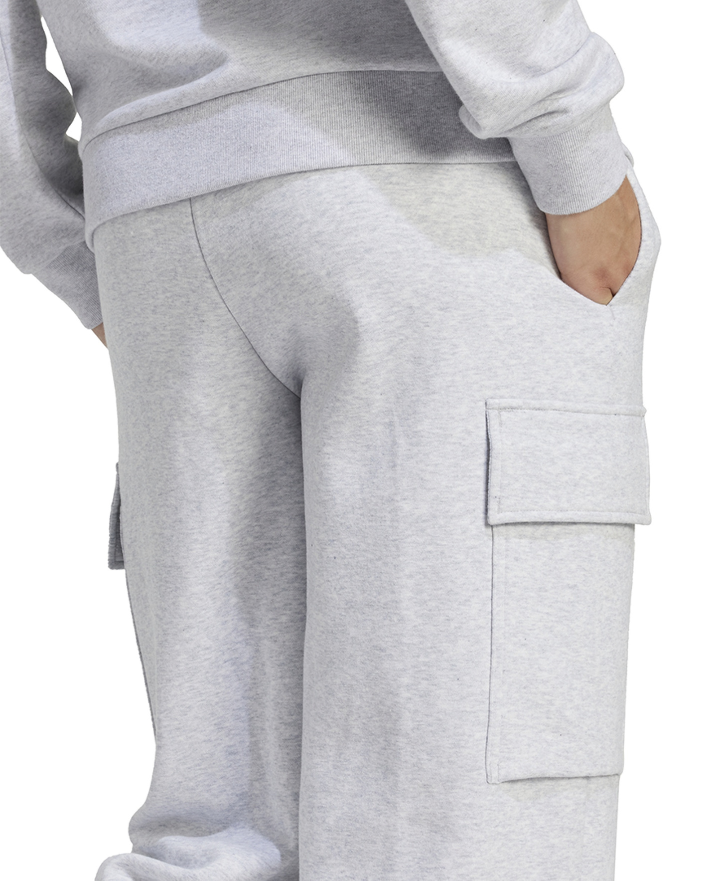 adidas Women's Essentials Fleece Cargo Sweatpants - Light Grey Heather/white