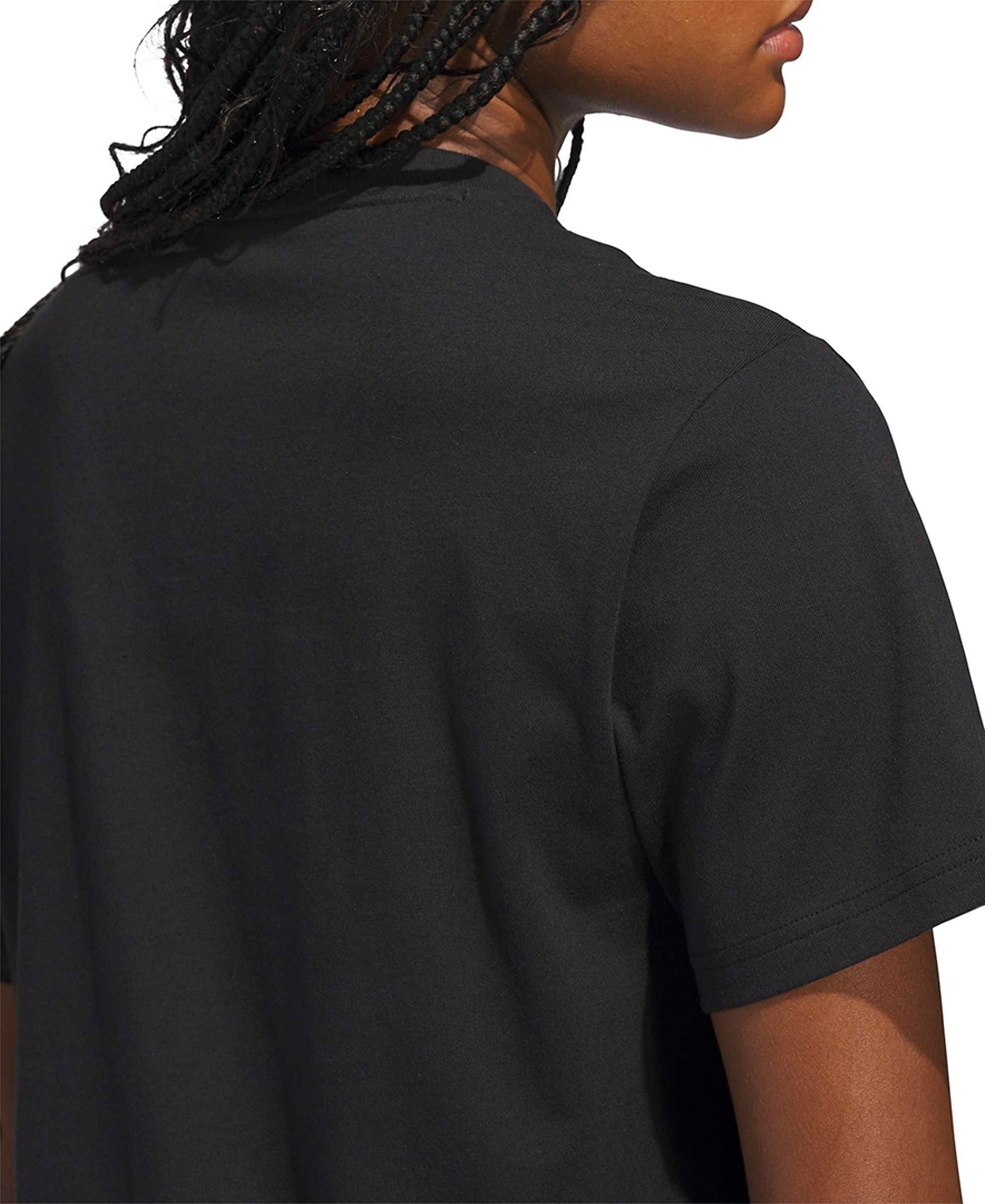 adidas Women's Gingham Big Logo Graphic Crewneck Cotton T-Shirt - Black