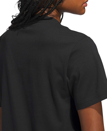 adidas Women's Gingham Big Logo Graphic Crewneck Cotton T-Shirt - Black