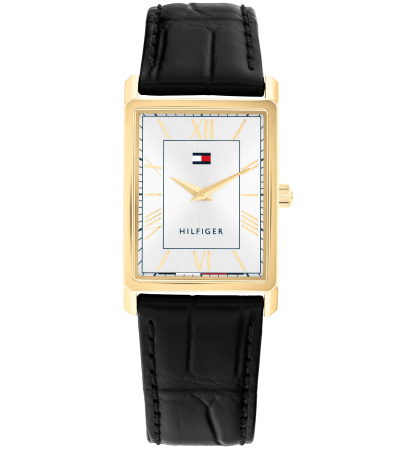 Tommy Hilfiger Men's Quartz Black Leather Watch, 25.5 mm - Black