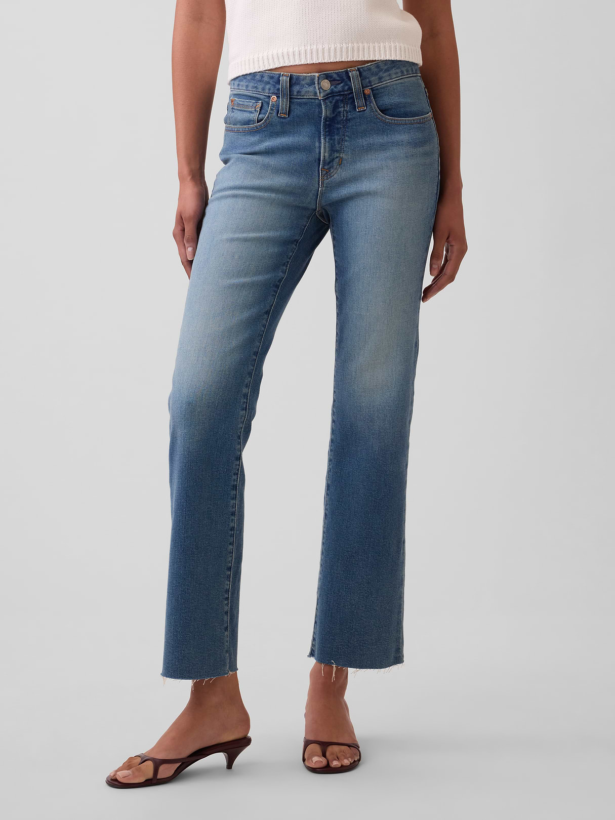 Low Rise Long & Lean Crop Jeans - Medium indigo