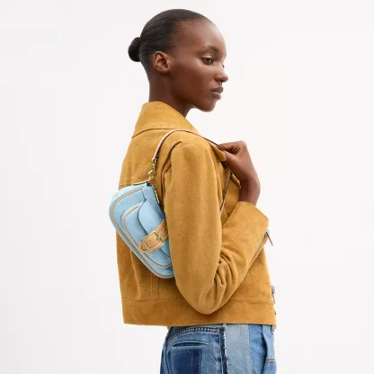 Ashton Mini Shoulder Bag In Signature Leather - Gold/Light Blue - view 2