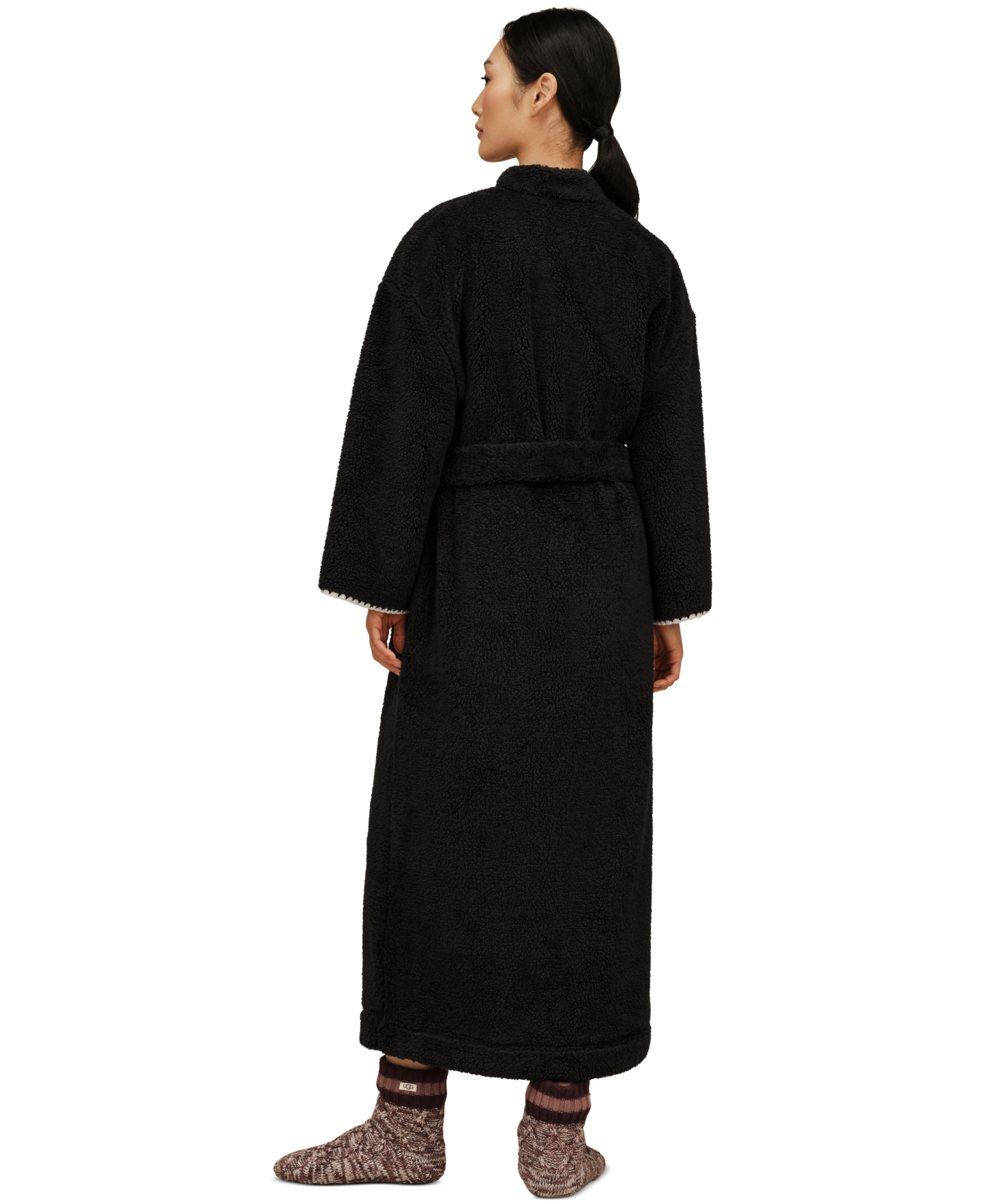 UGG® Women's Linet Fleece Long Robe - Black