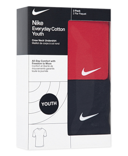Nike Boys' 8-20 Crewneck Short-Sleeve Undershirt, 2-Pack - University Red/Black