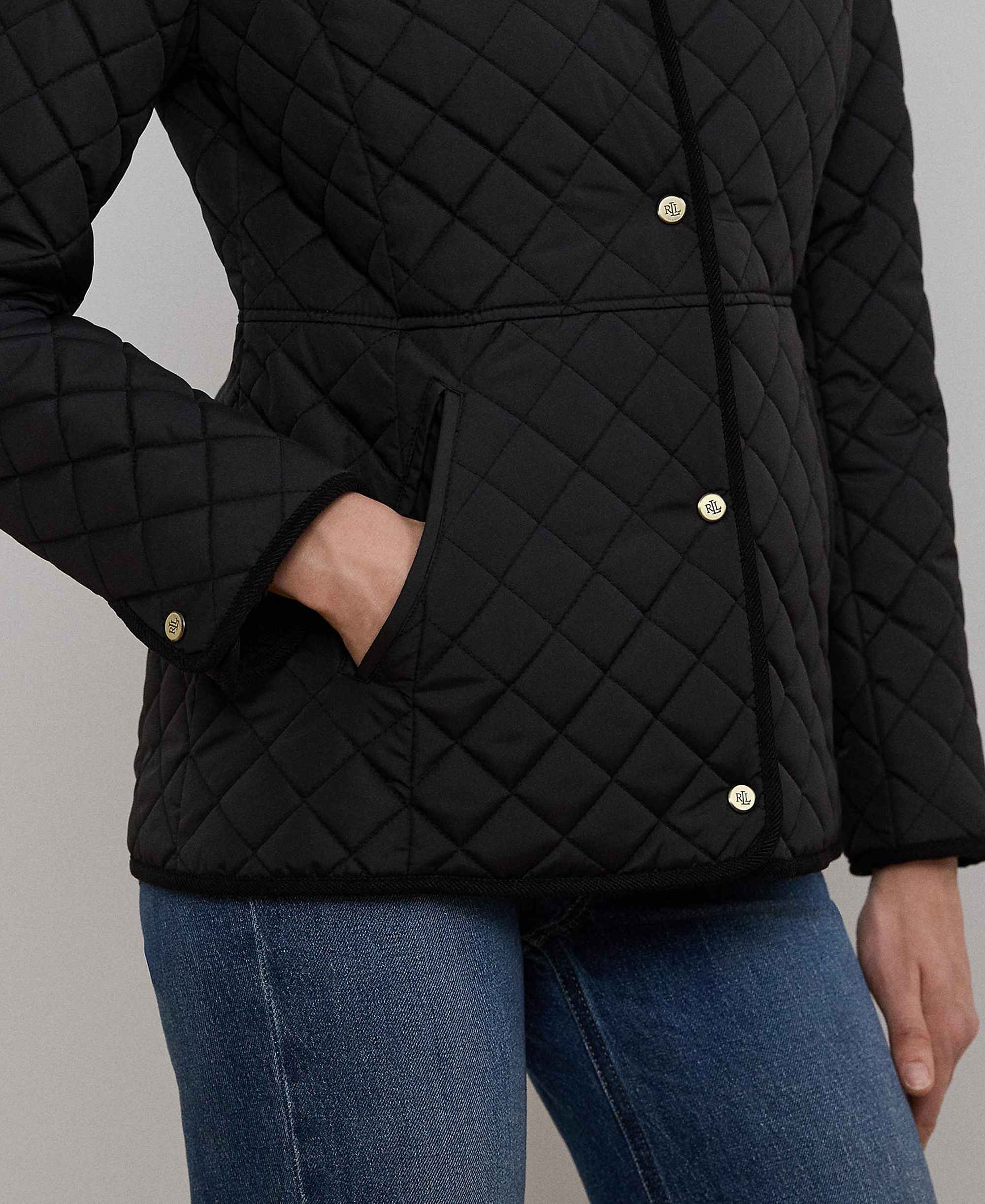Lauren Ralph Lauren Women's Faux-Sherpa-Collar Quilted Coat, Created for Macy's - Black
