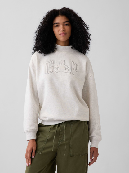 VintageSoft Oversized Mockneck Logo Sweatshirt - Brannan bear heather grey