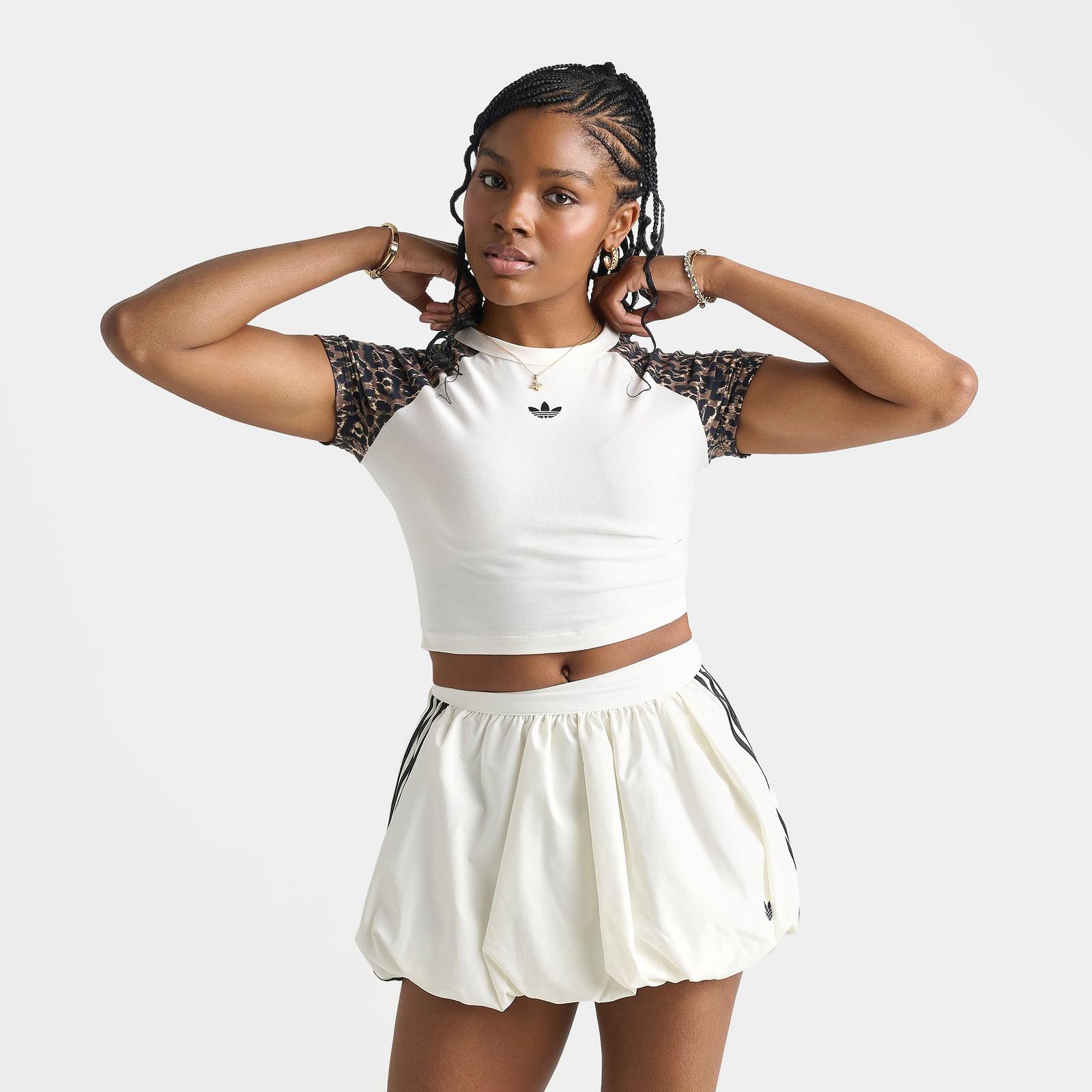 Women's adidas Originals Leopard Raglan Slim T-Shirt - Leopard/Off White - view 3
