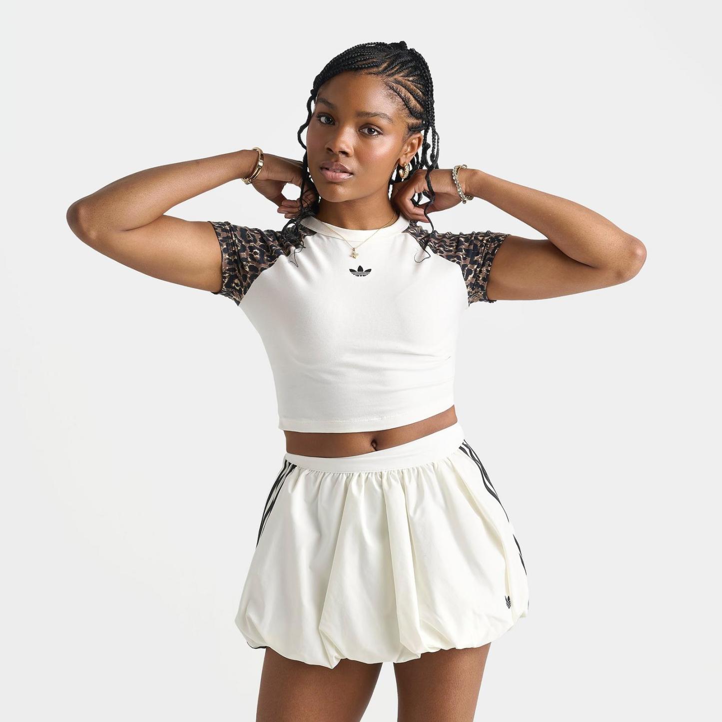Women's adidas Originals Leopard Raglan Slim T-Shirt - Leopard/Off White - view 3