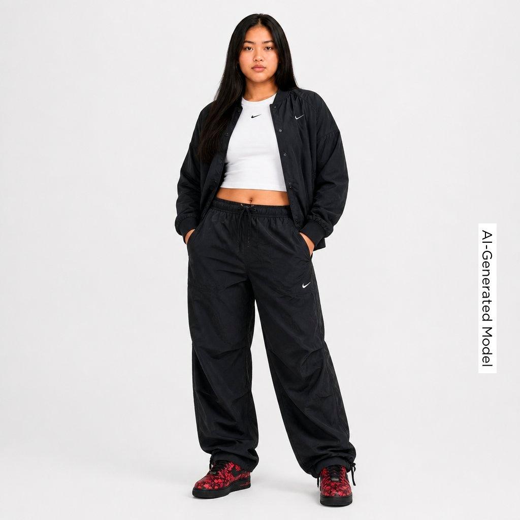 Women's Nithtke Sportswear Loose Mid-Rise Structured Pants - Black/Sail