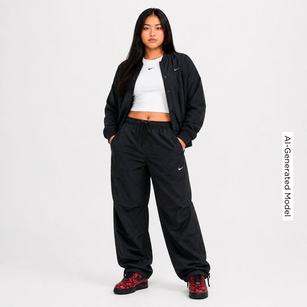 Women's Nithtke Sportswear Loose Mid-Rise Structured Pants - Black/Sail