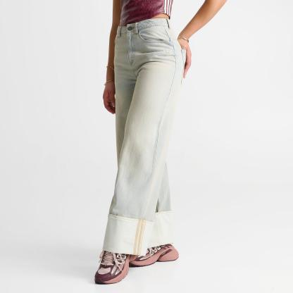 Women's adidas Originals Vintage Wide-Leg Jeans - Light Denim/Off White - view 1