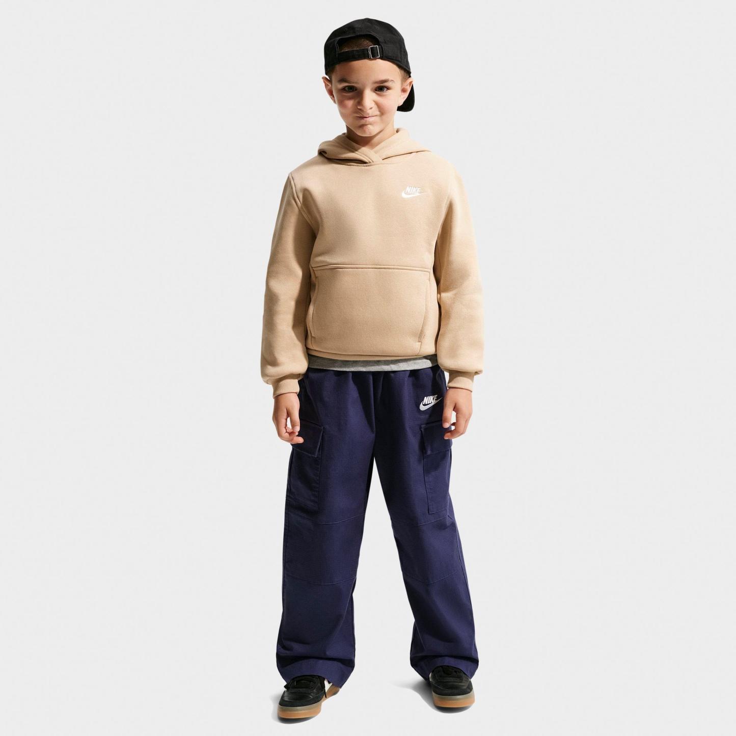 Big Kids' Nithtke Sportswear Club Fleece Pullover Hoodie - Linen/White
