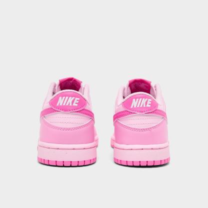 Girls' Little Kids' Nithtke Dunk Low Casual Shoes - Pink Rise/Playful Pink/Pink Foam/White - Back view