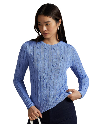 Polo Ralph Lauren Women's Cable-Knit Cotton Crewneck Sweater - New Litchfield Blue