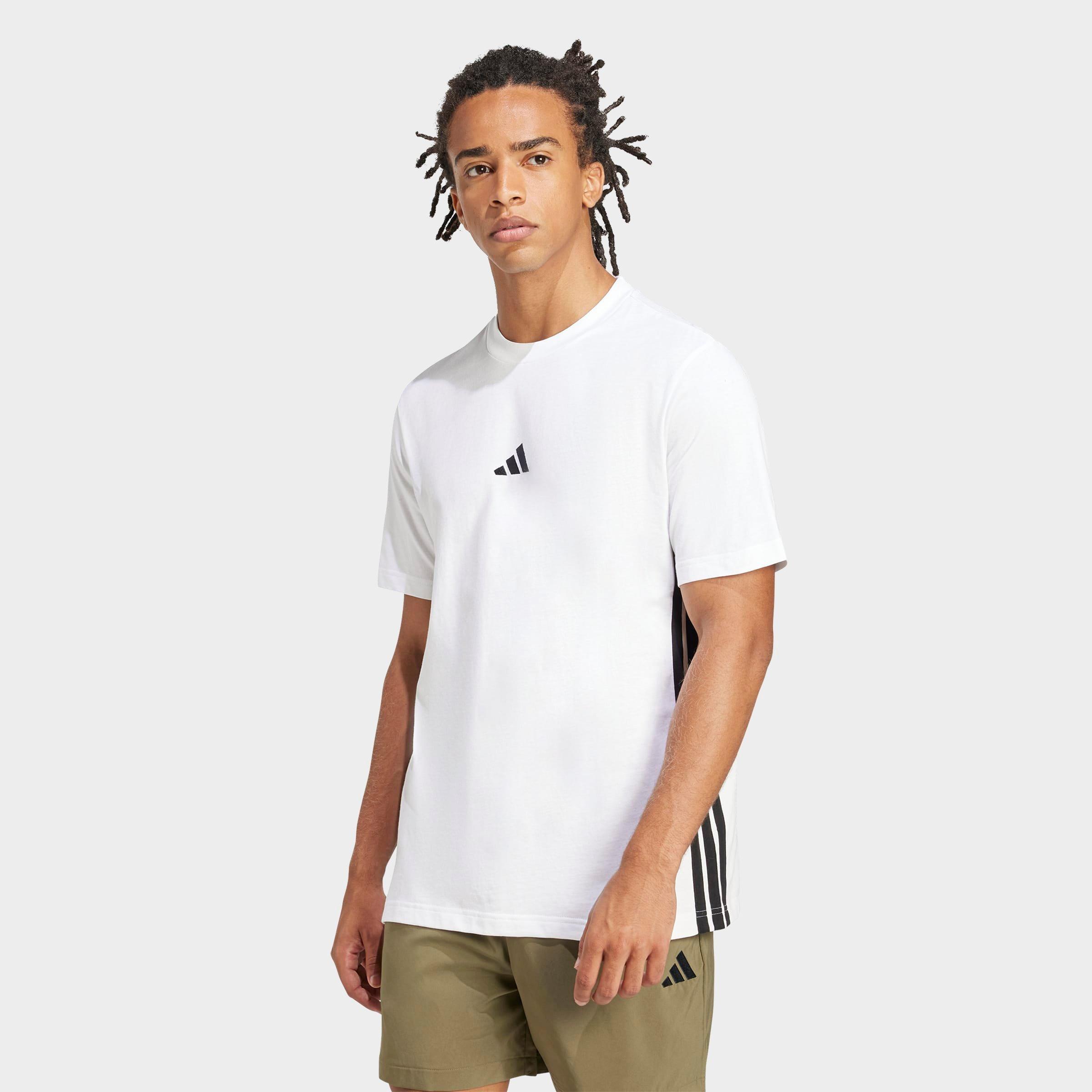 Men's adidas Essentials 3-Stripes Single-Jersey T-Shirt - White/Black