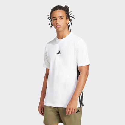 Men's adidas Essentials 3-Stripes Single-Jersey T-Shirt - White/Black