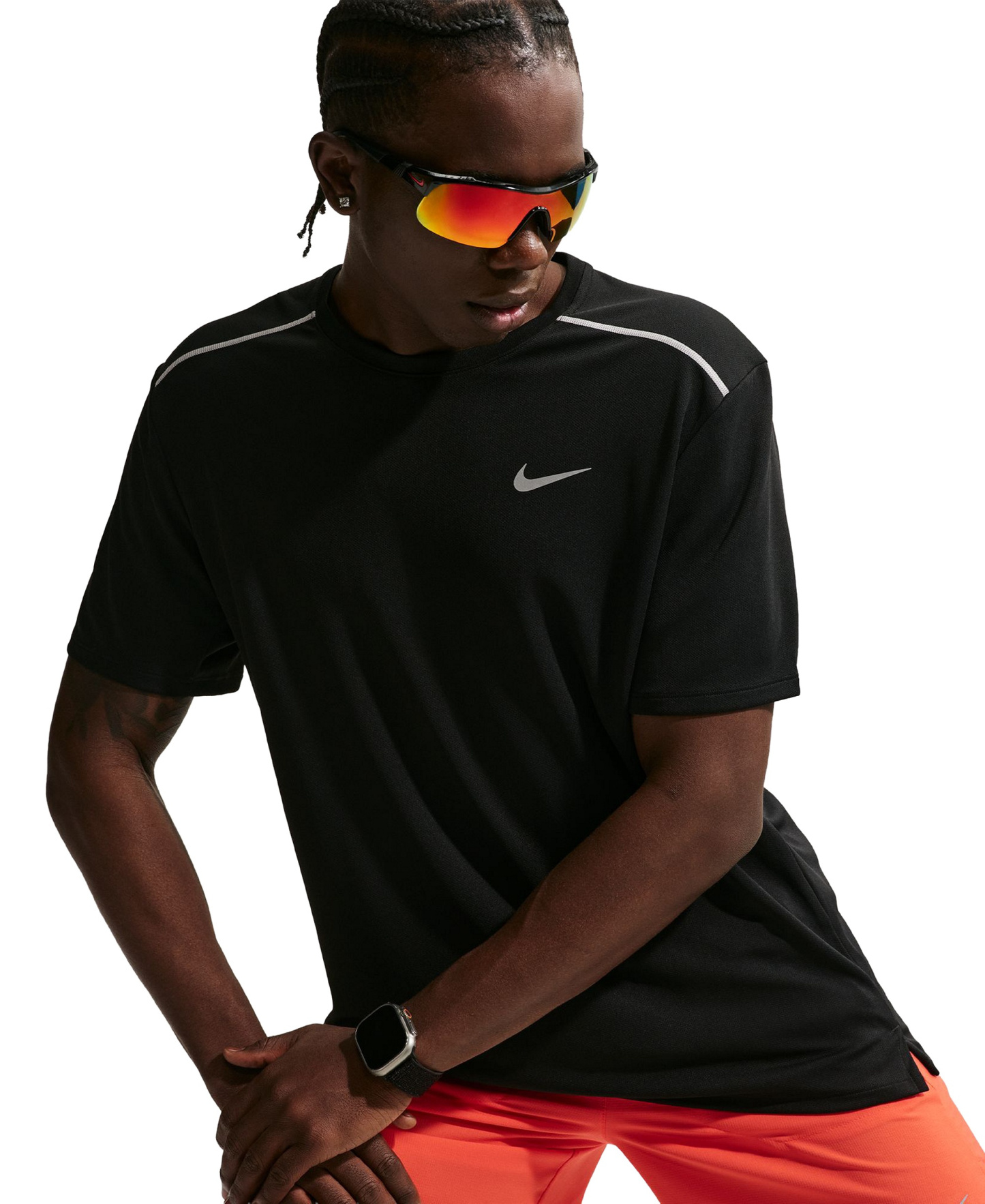 Nike Men's Miler Dri-FIT Running T-Shirt - Black/Reflective Silver