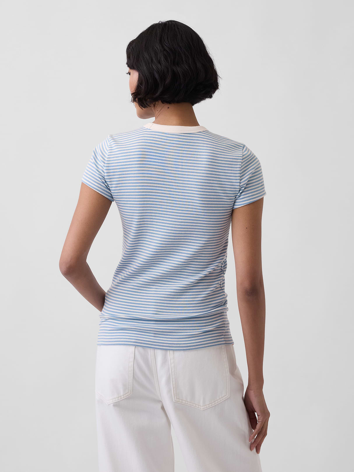 Modern Crew T-Shirt - Light blue stripe
