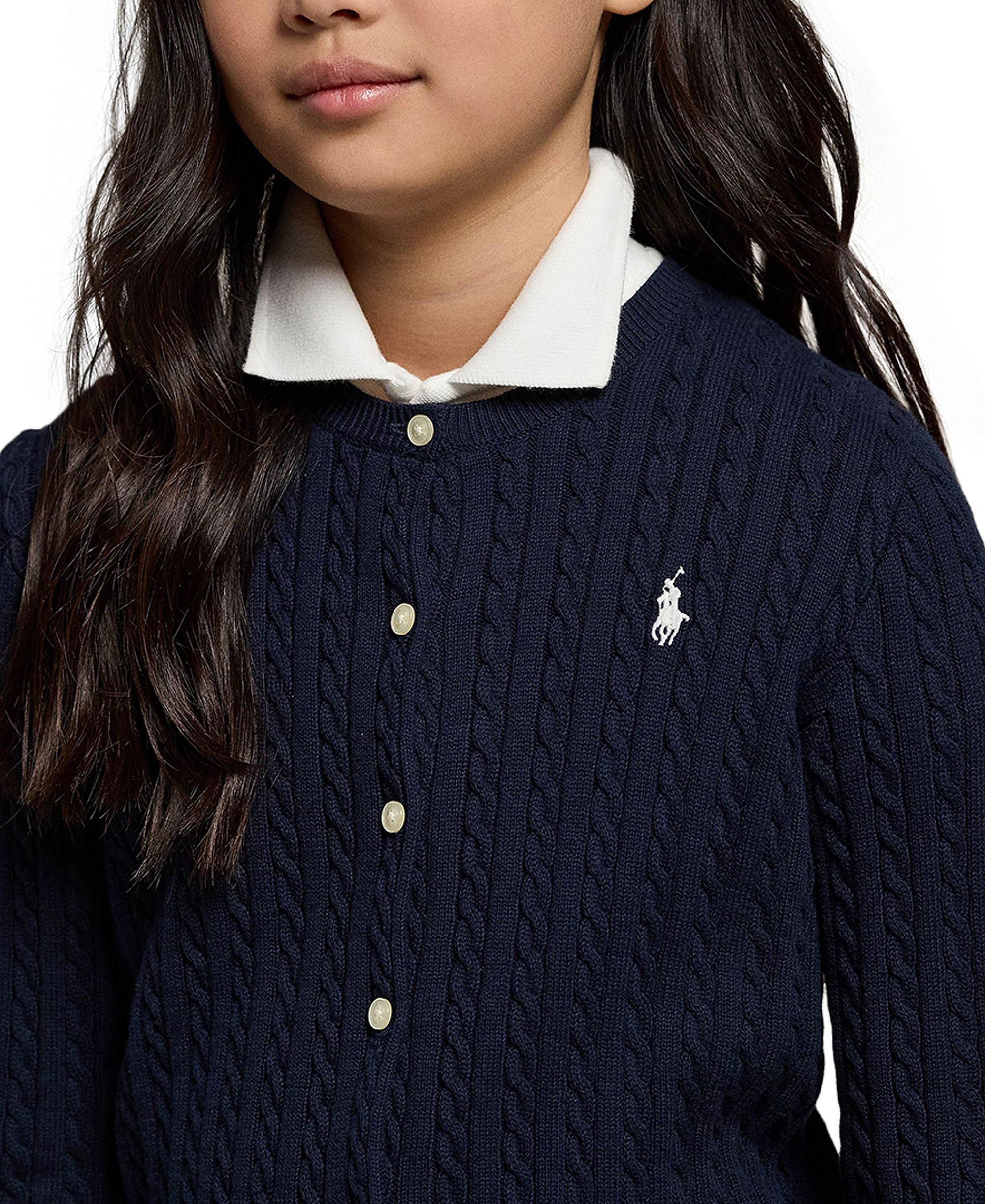 Polo Ralph Lauren Girls' 7-16 Cable-Knit Cotton Cardigan - Hunter Navy