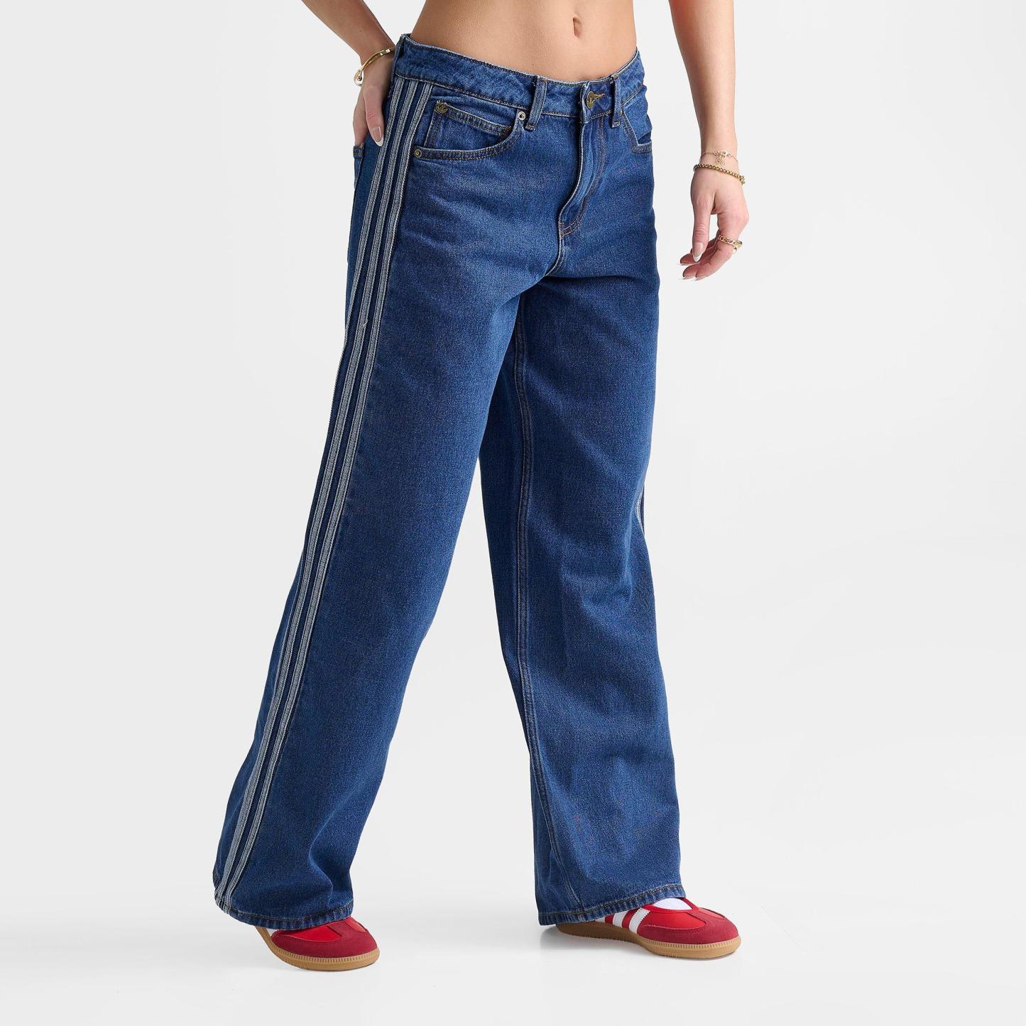 Women's adidas Originals Firebird Denim Track Pants - Medium Vintage Denim