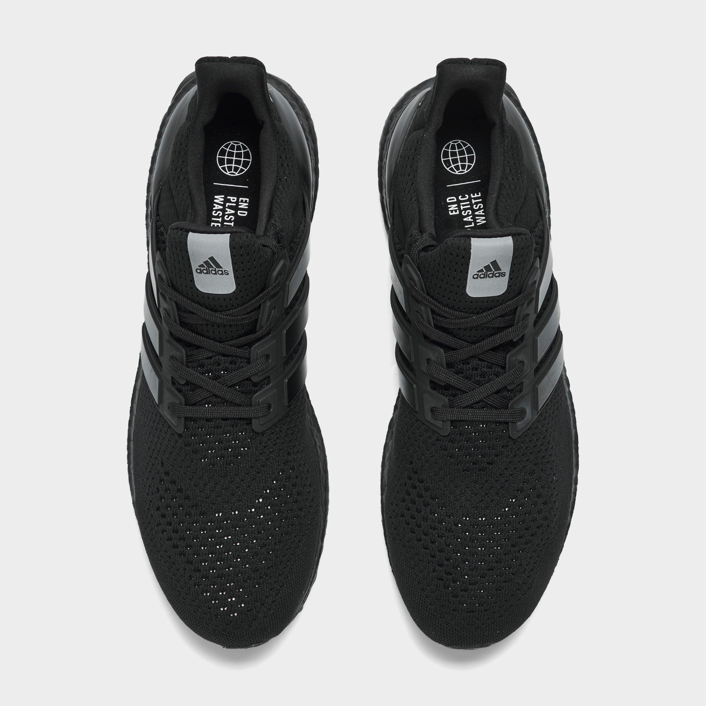 Men's adidas Ultraboost 1.0 Running Shoes - Black/Black/Beam Green - Top view