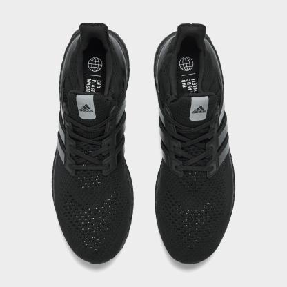 Men's adidas Ultraboost 1.0 Running Shoes - Black/Black/Beam Green - Top view