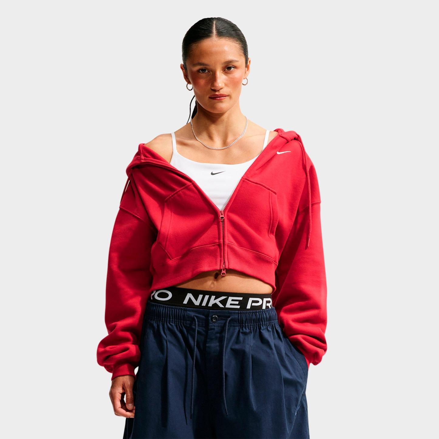 Women's Nithtke Studio Fleece Medium-Weight Oversized Cropped Full-Zip Hoodie - Tough Red/Sail