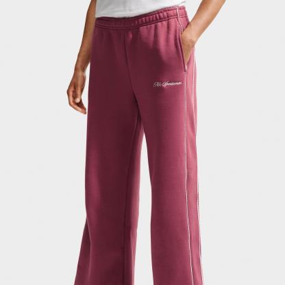 Women's Nithtke Studio Fleece Medium-Weight "Graphic Pack" Mid-Rise Wide-Leg Pants - Pink Smoke/Sail/Pink Smoke