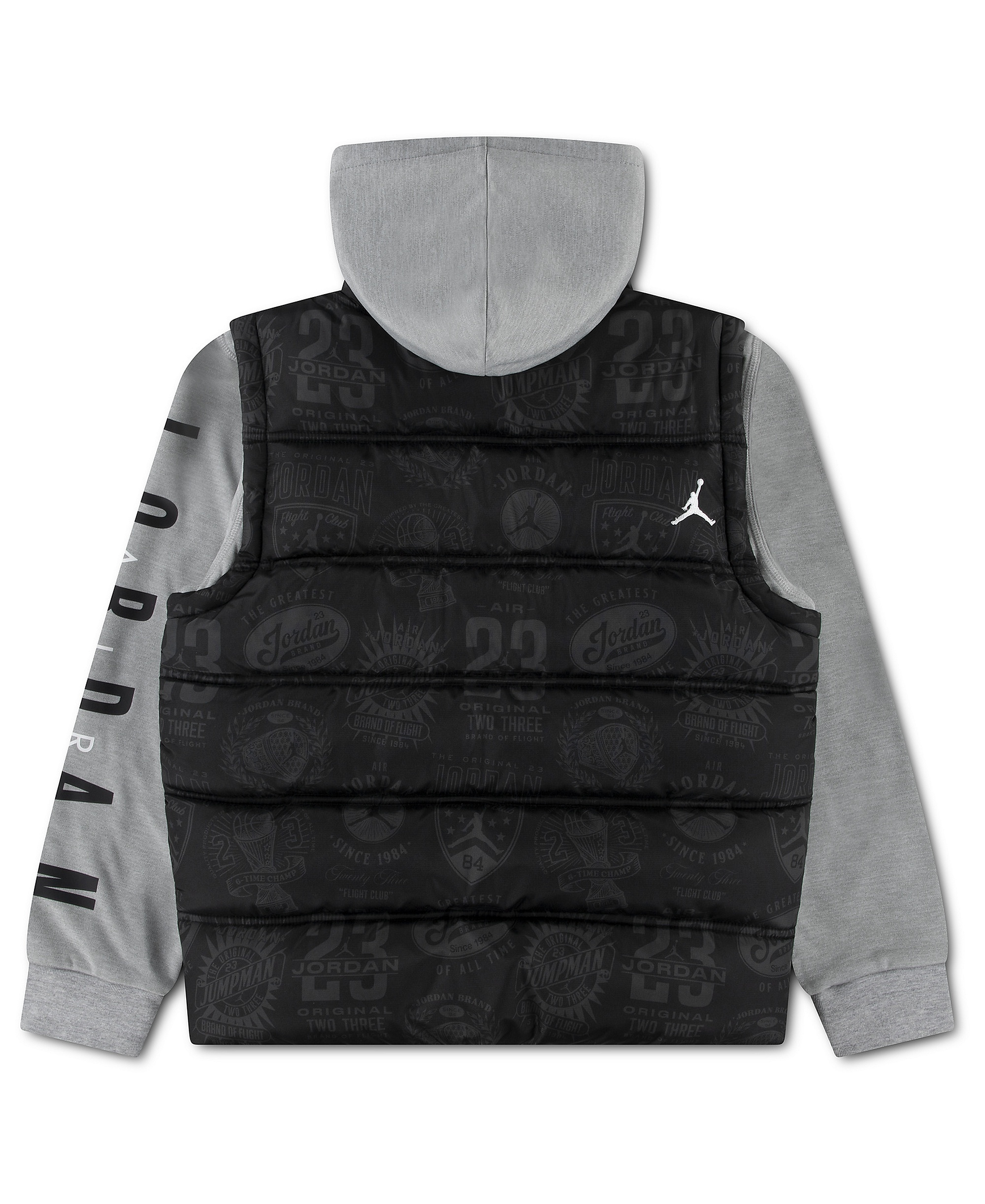 Jordan Boys' 8-20 Layered-Look Hooded Jacket - Black/Gray Heather