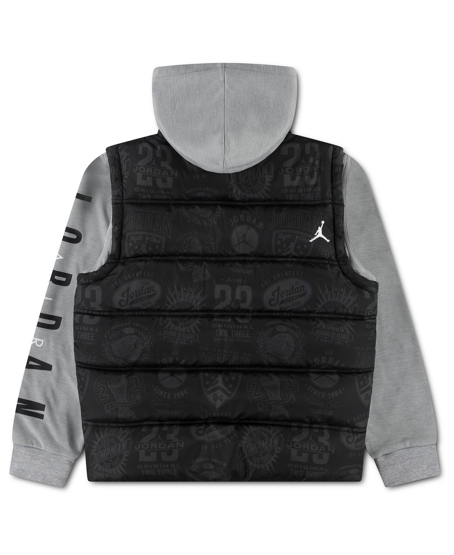 Jordan Boys' 8-20 Layered-Look Hooded Jacket - Black/Gray Heather