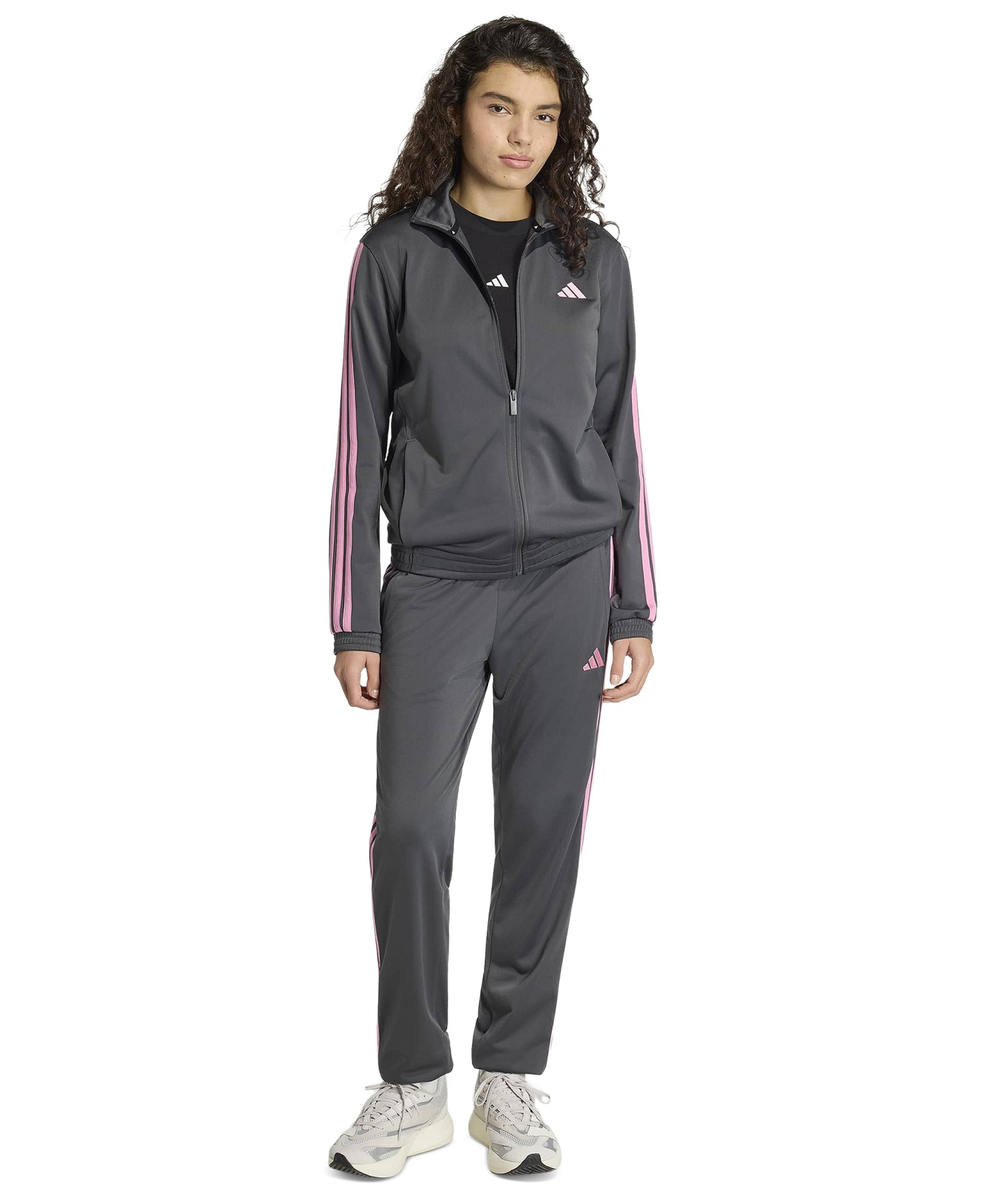 adidas Women's Tricot 3-Stripes Track Jacket - Grey Six Melange Multi Stripe