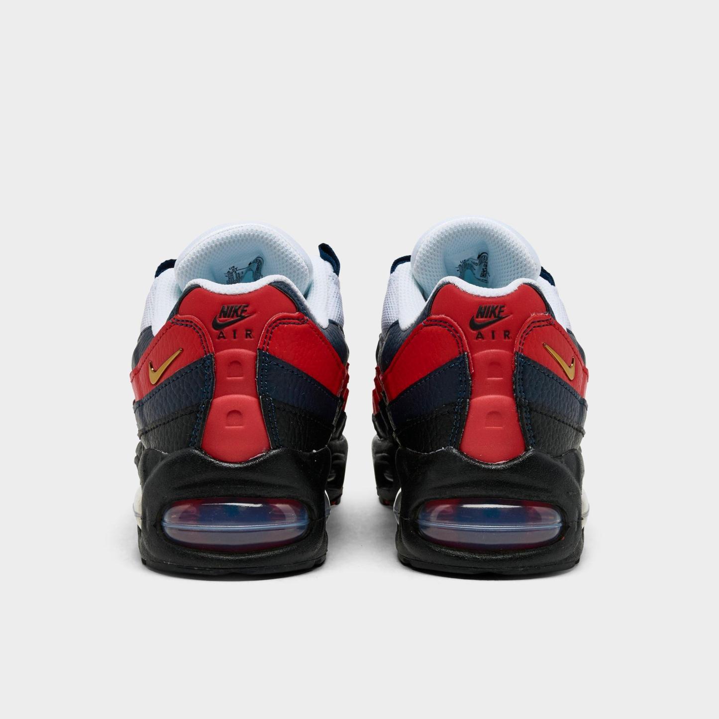 Big Kids' Nithtke Air Max 95 Big Bubble SE Casual Shoes - Obsidian/Metallic Gold/Challenge Red/White/Black - Back view