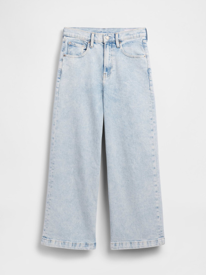 High Rise Stride Wide-Leg Ankle Jeans - Acid wash