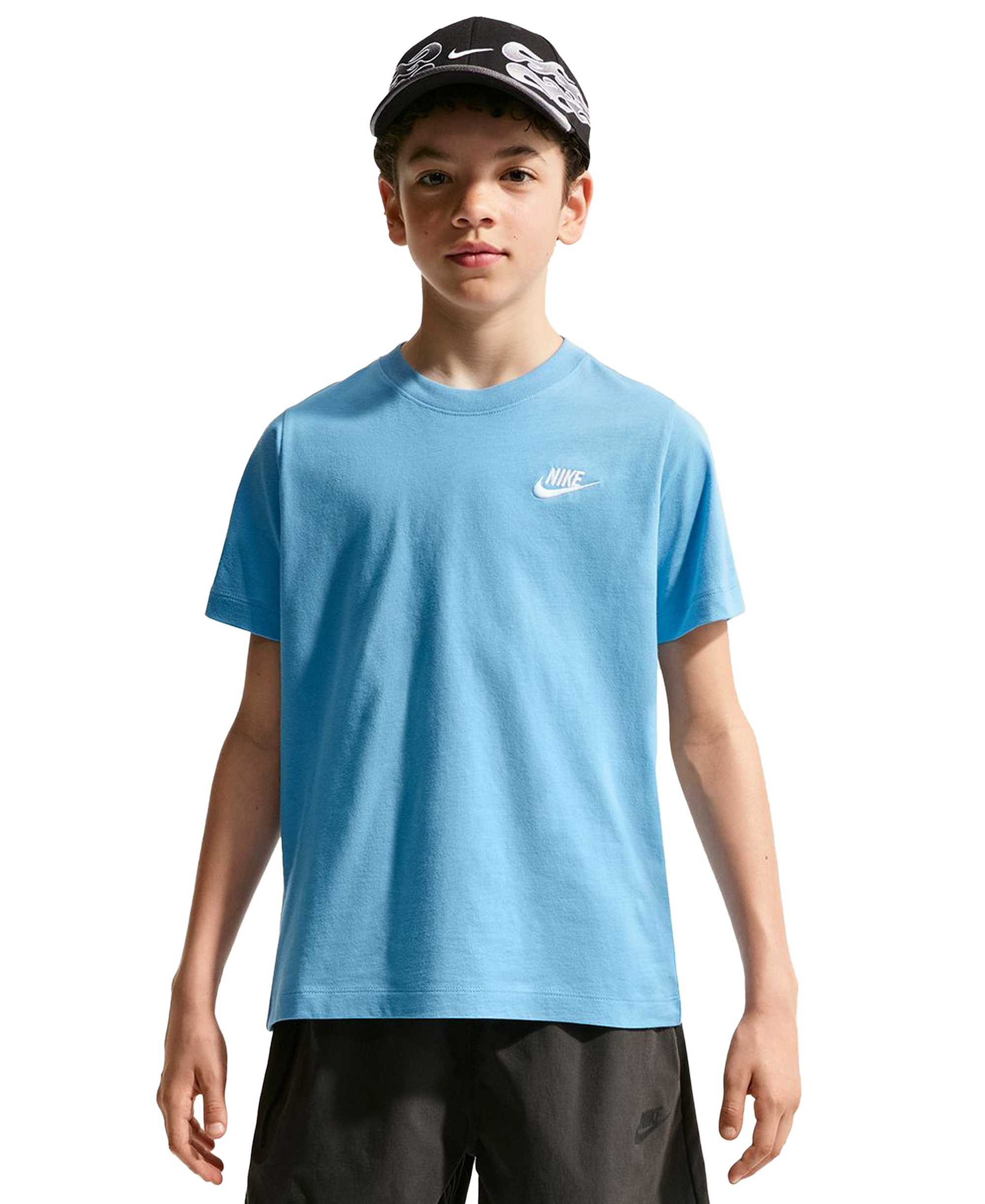 Nike Boys' and Girls' 6-20 Sportswear Embroidered Logo Graphic T-Shirt - Football Blue
