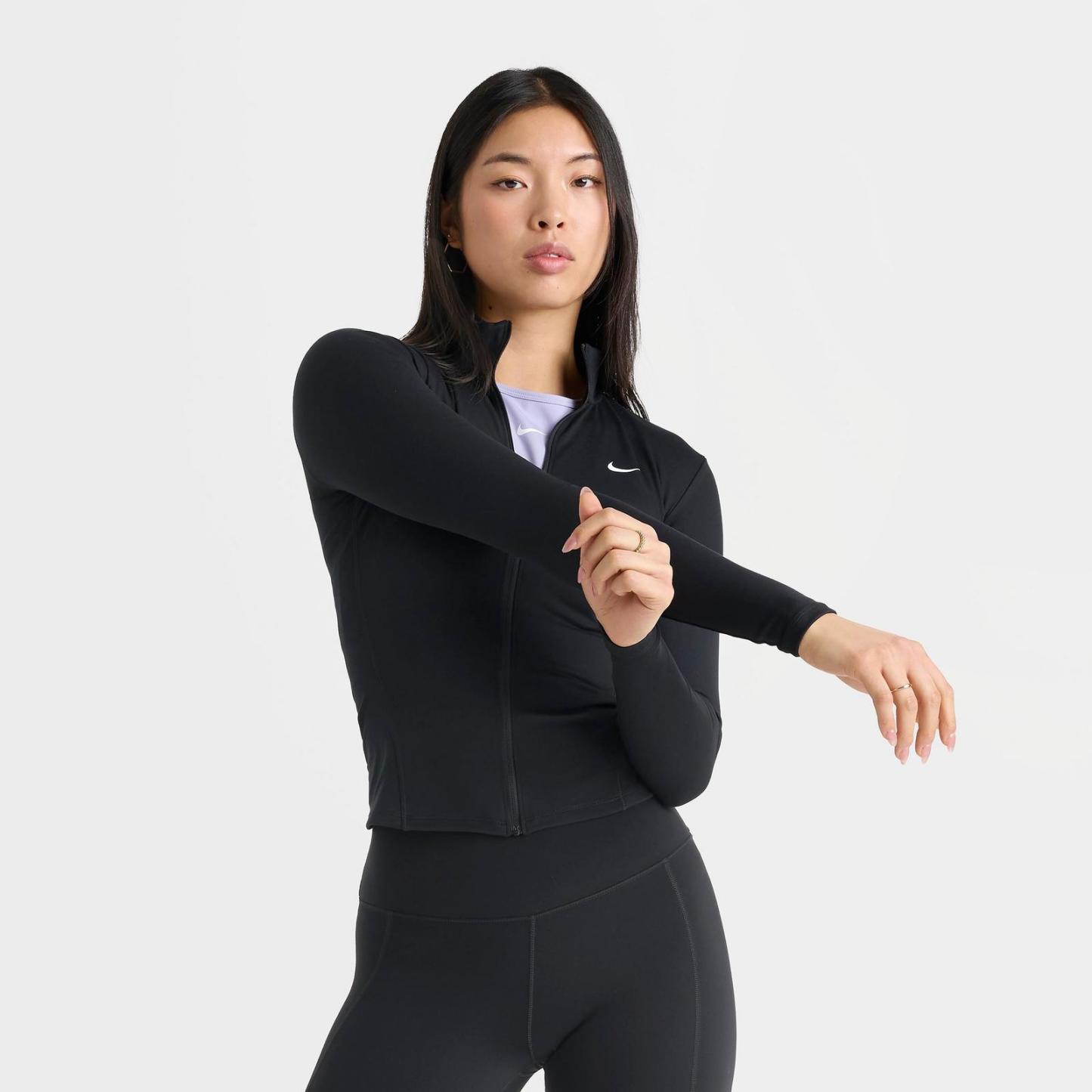 Women's Nike One Dri-FIT Fitted Full-Zip Jacket - Black/White