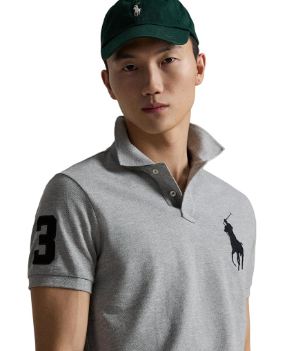Polo Ralph Lauren Men's Big Pony Custom Slim-Fit Mesh Polo Shirt - Andover Heather