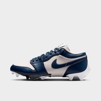 Men's Jordan 1 Low TD Football Cleats - Wolf Grey/White/College Navy - view 1