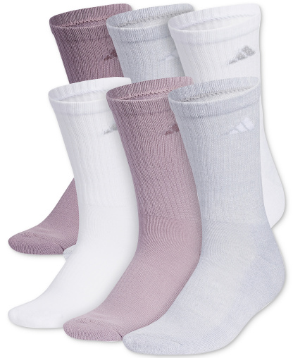 adidas Women's 6-Pk. Athletic Cushioned Crew Socks - Light Purple