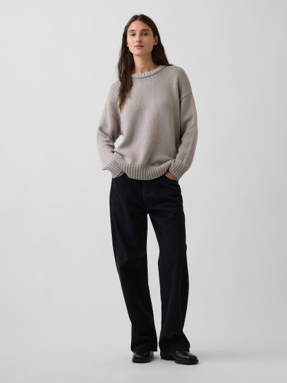 100% Cotton Oversized Sweater - Medium cool brown