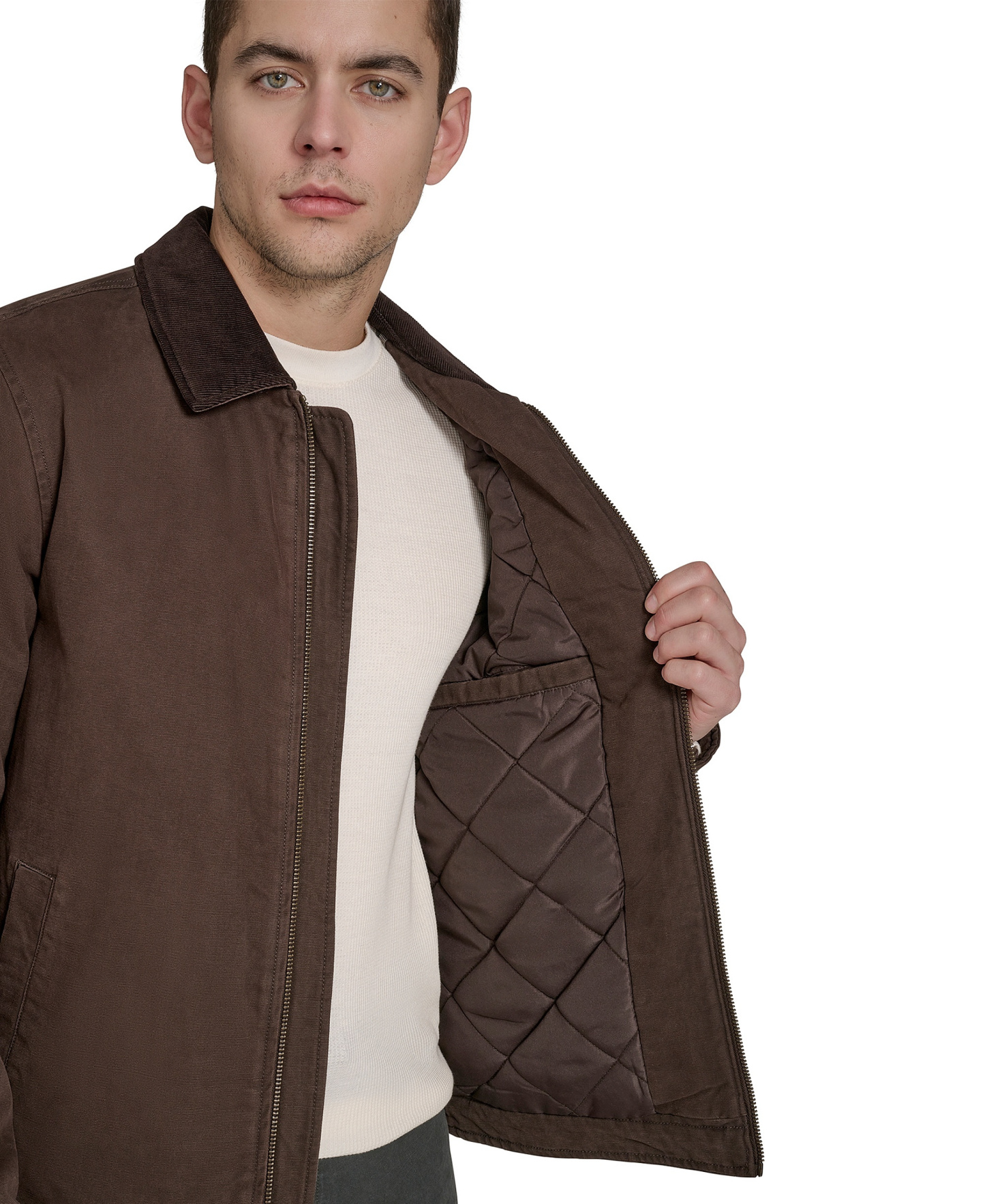 Levi's Men's Cotton Canvas Zip-Front Depot Jacket - Chocolate Brown
