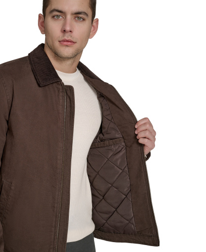 Levi's Men's Cotton Canvas Zip-Front Depot Jacket - Chocolate Brown
