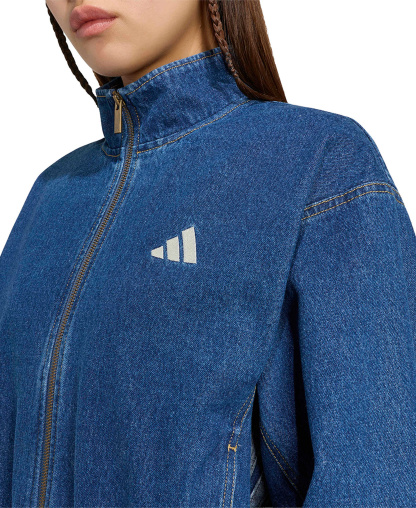 adidas Women's Stadium Washed Denim Bomber Loose-Fit Jacket - Preloved Ink