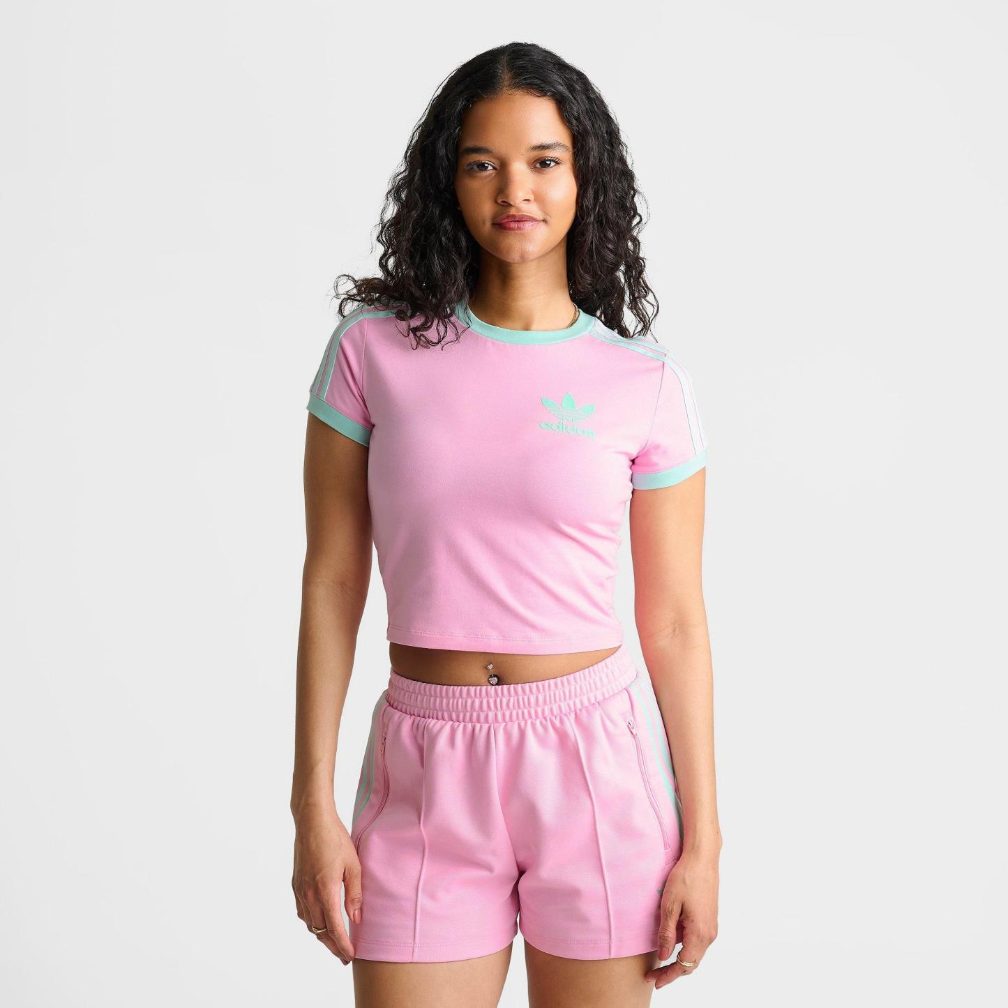 Women's adidas Originals adicolor 3-Stripes Baby T-Shirt - True Pink/Clear Mint